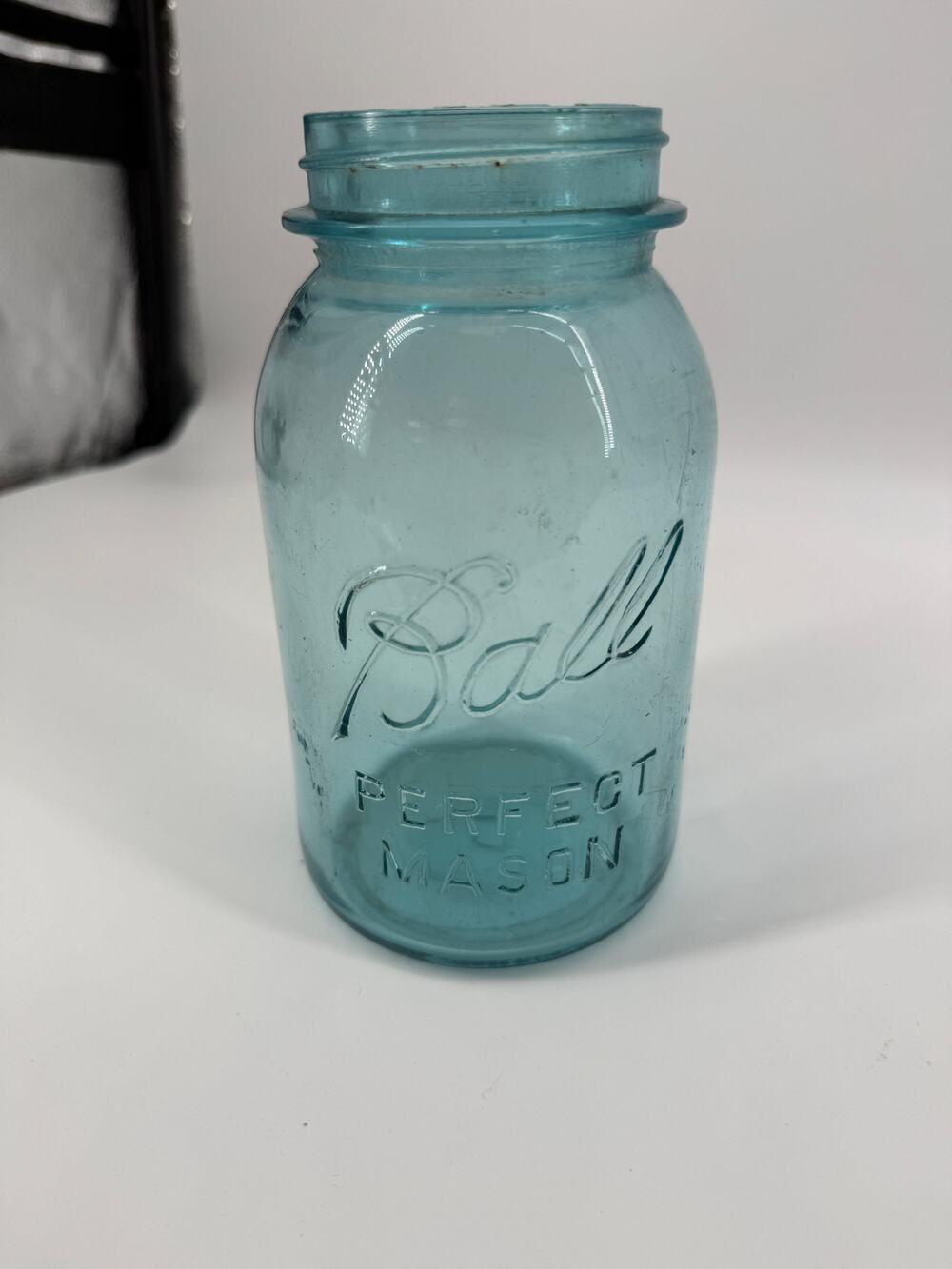 Vintage Blue Ball Perfect Mason Jar Aqua Glass Quart Canning Bottom Mark 0
